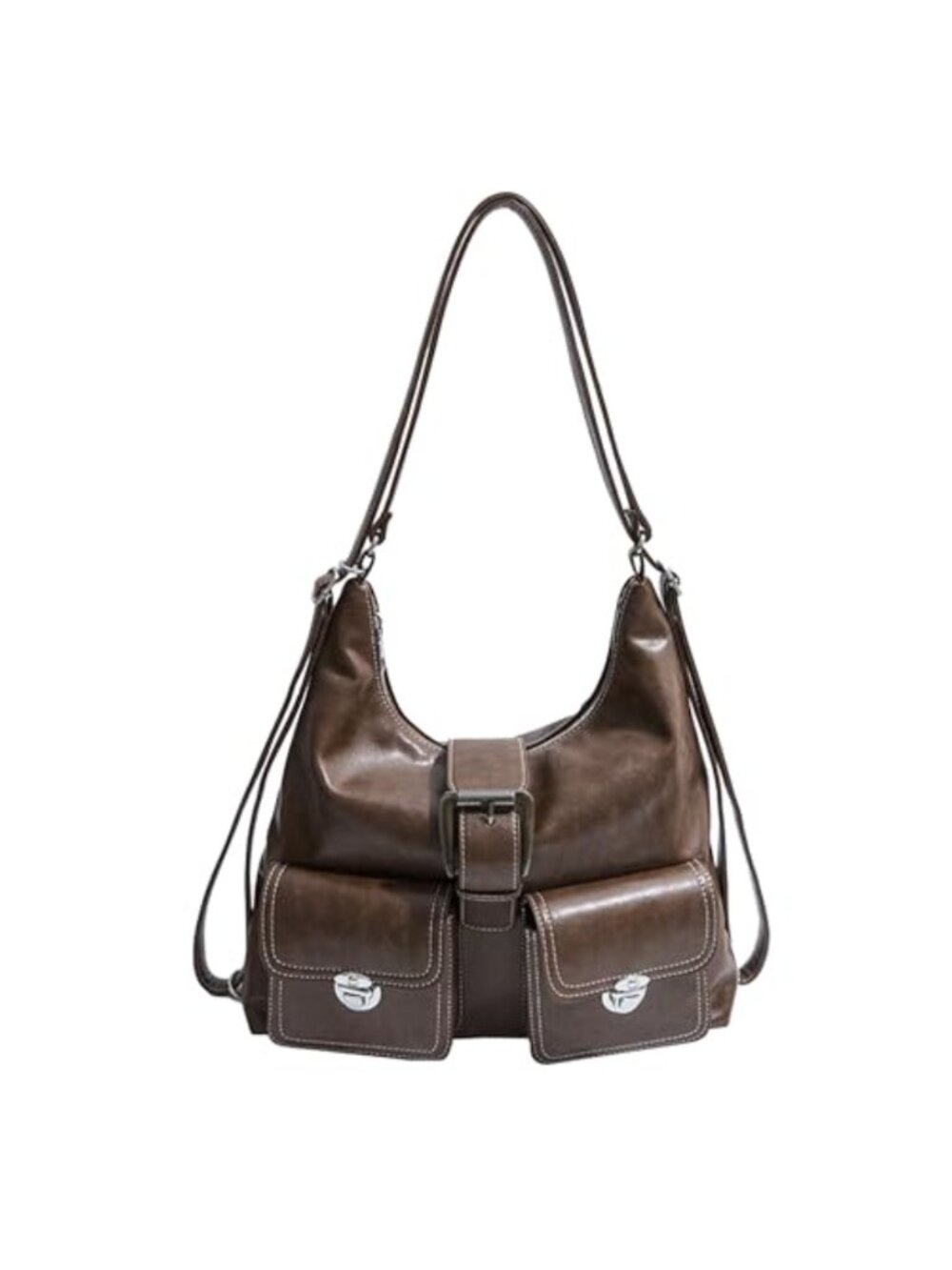 Women's 3-in-1 PU Leather Convertible Sling Backpack Crossbody Handbag Work